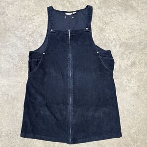 Vintage JLNY Dress Women 1X Corduroy Overall Blue Full Zip 90s